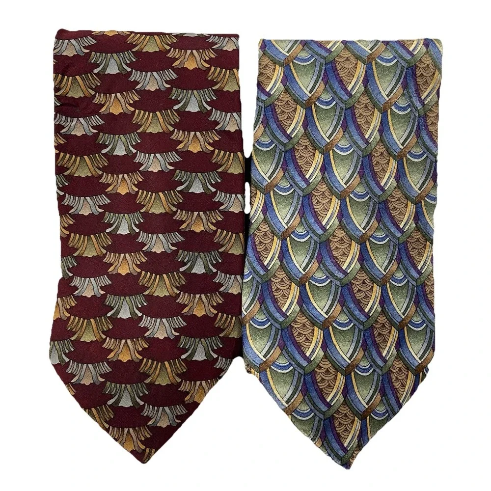 Jerry Garcia Silk Ties Set of 2 J. Garcia Collectors Edition Poetcore Abstract